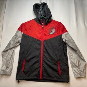 NBA Portland Trail Blazers rain jacket youth kids large full zip windbreaker